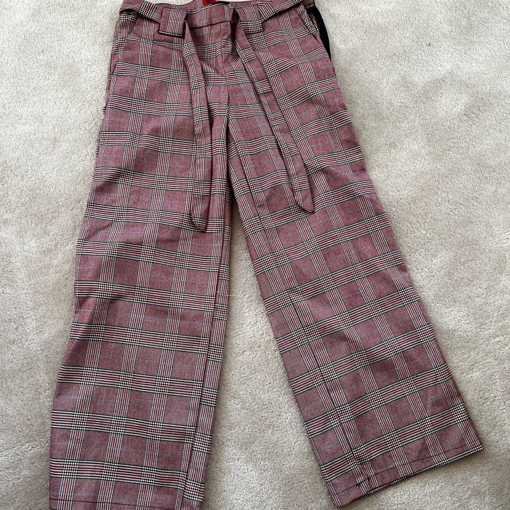plaid wide leg pants